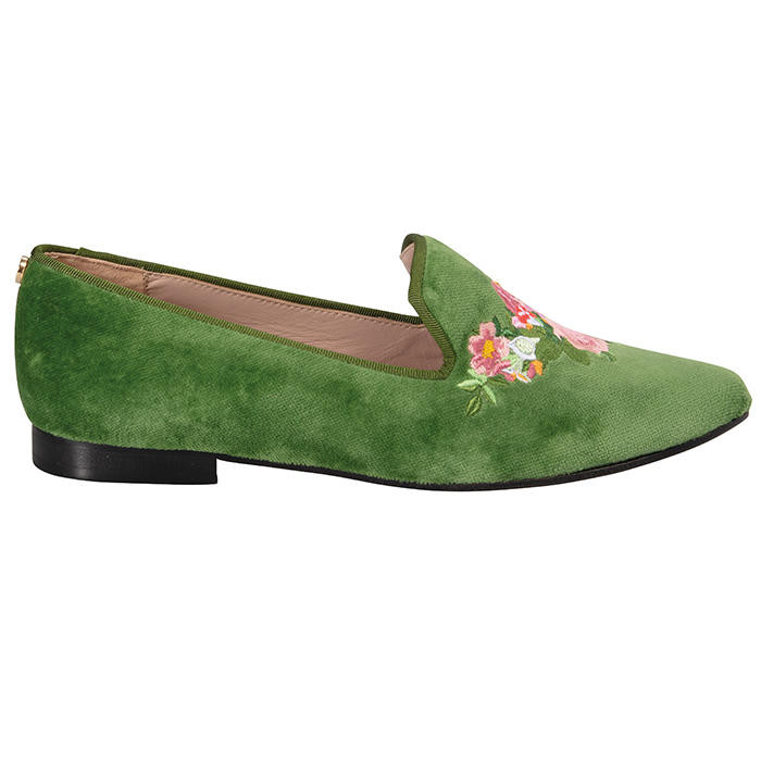 Ladies Velvet Loafer »Flowers«
