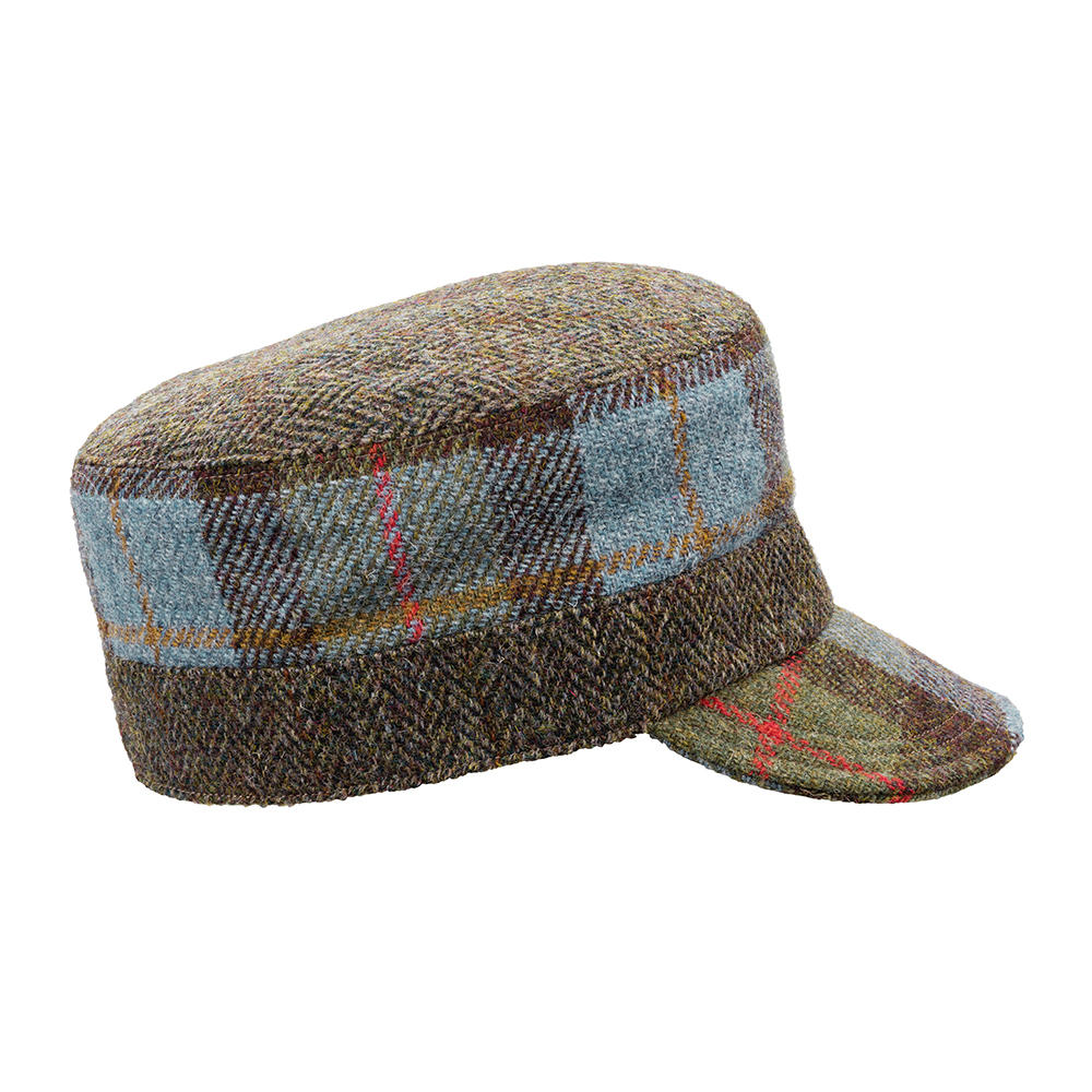 Casquette en tweed Sara Tiara, marron/bleu/vert/rouge
