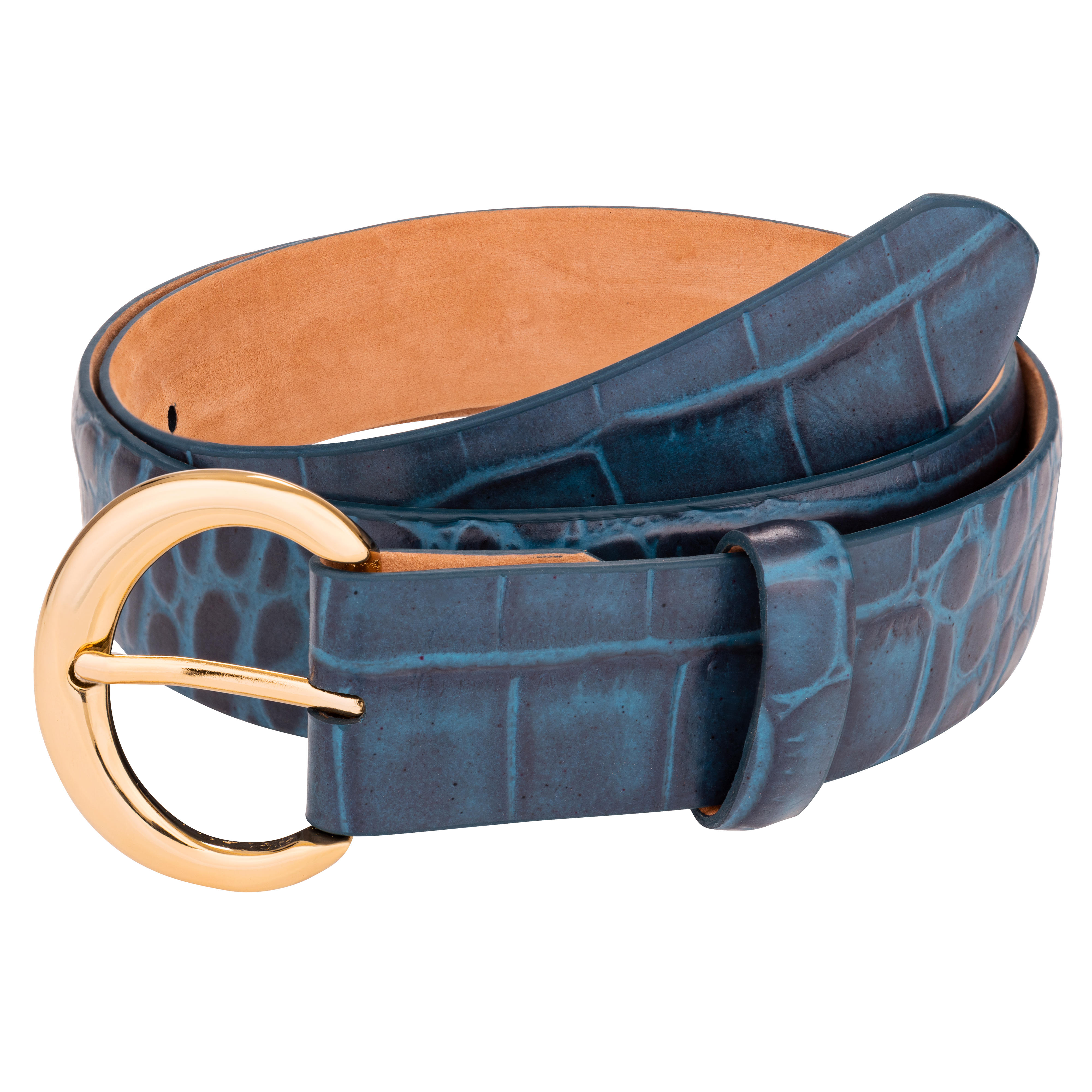 Ceinture sport en cuir pour femme » Marian «, bleu, taille XS (80 cm)