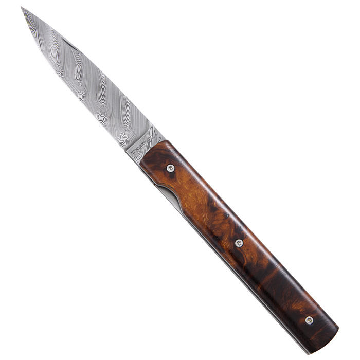 Le Francais Klappmesser Damast, Wüsteneisenholz