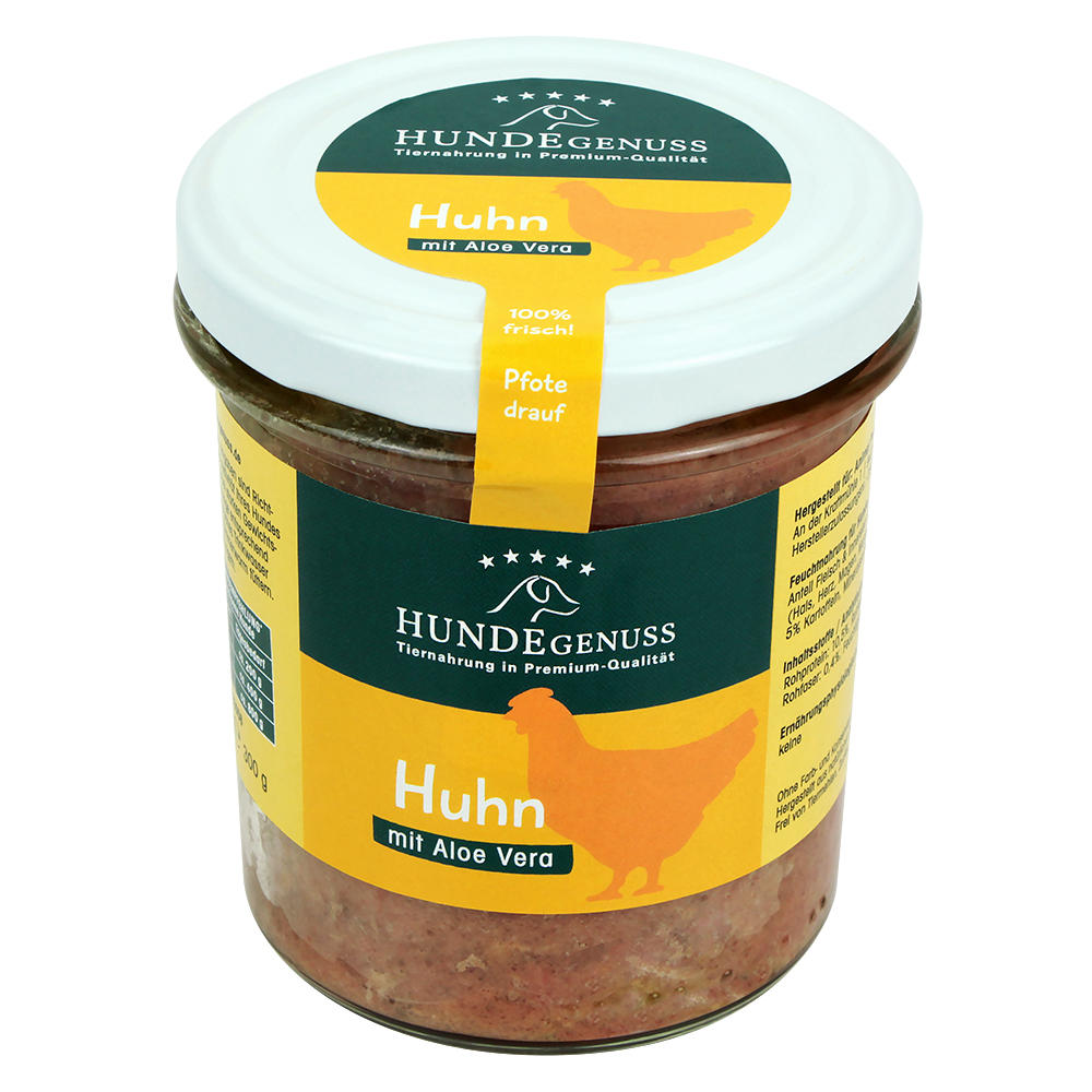 »Hundegenuss« im Glas, Huhn mit Aloe Vera, 6 x 300 g