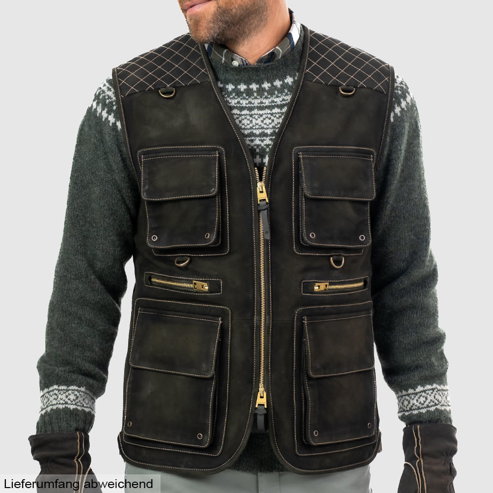 Gilet fonctionnel en cuir pour homme » Pecheur «