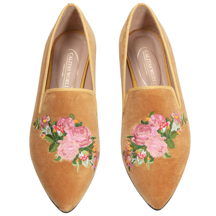 Damen Samt Loafer »Flowers«
