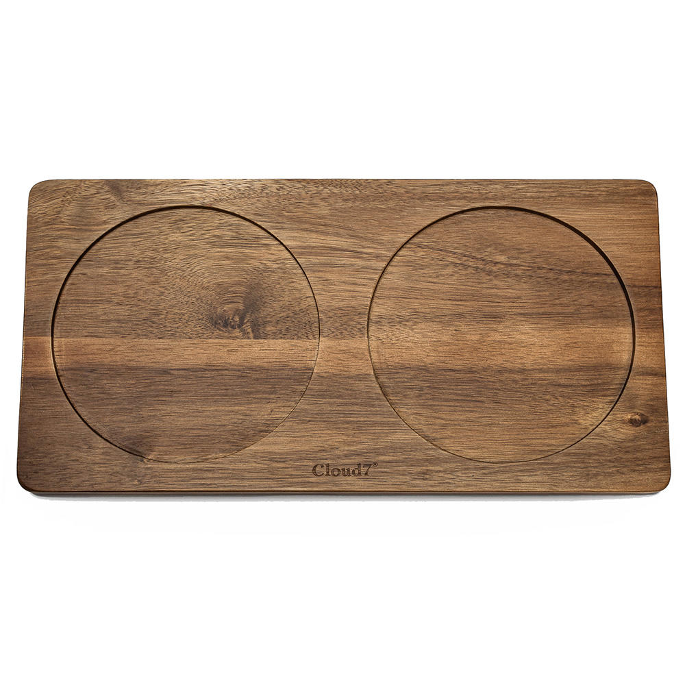 Support de gamelle pour chien Cloud7, en bois d’acacia, taille M