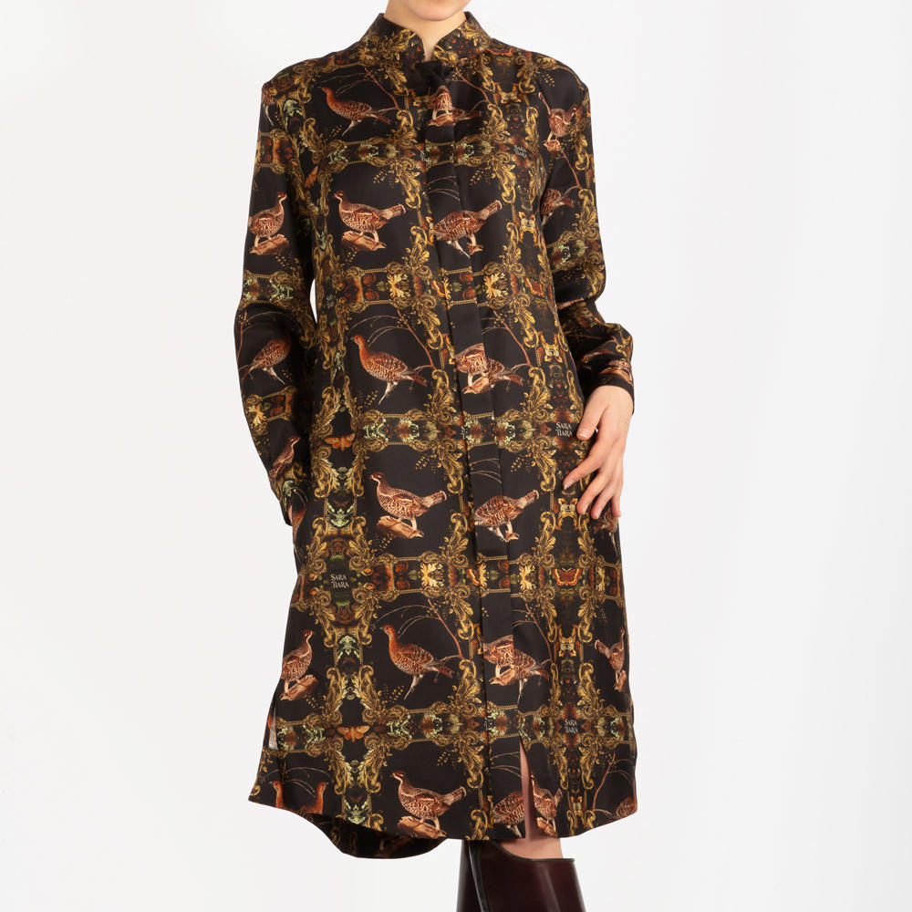 Sara Tiara Silk Dress, Grouse
