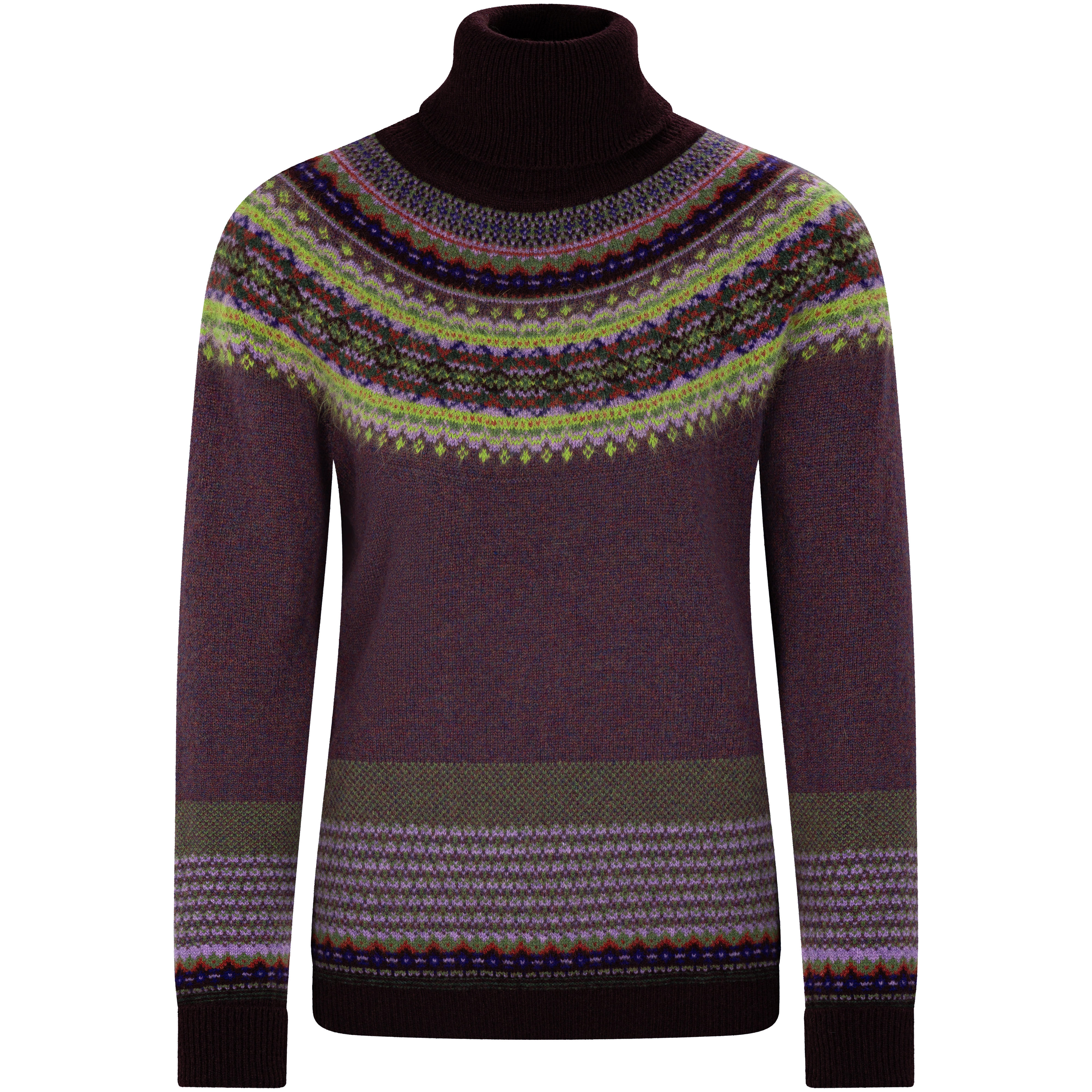 Eribé Damenpullover Rollkragen Fair Isle, Heather