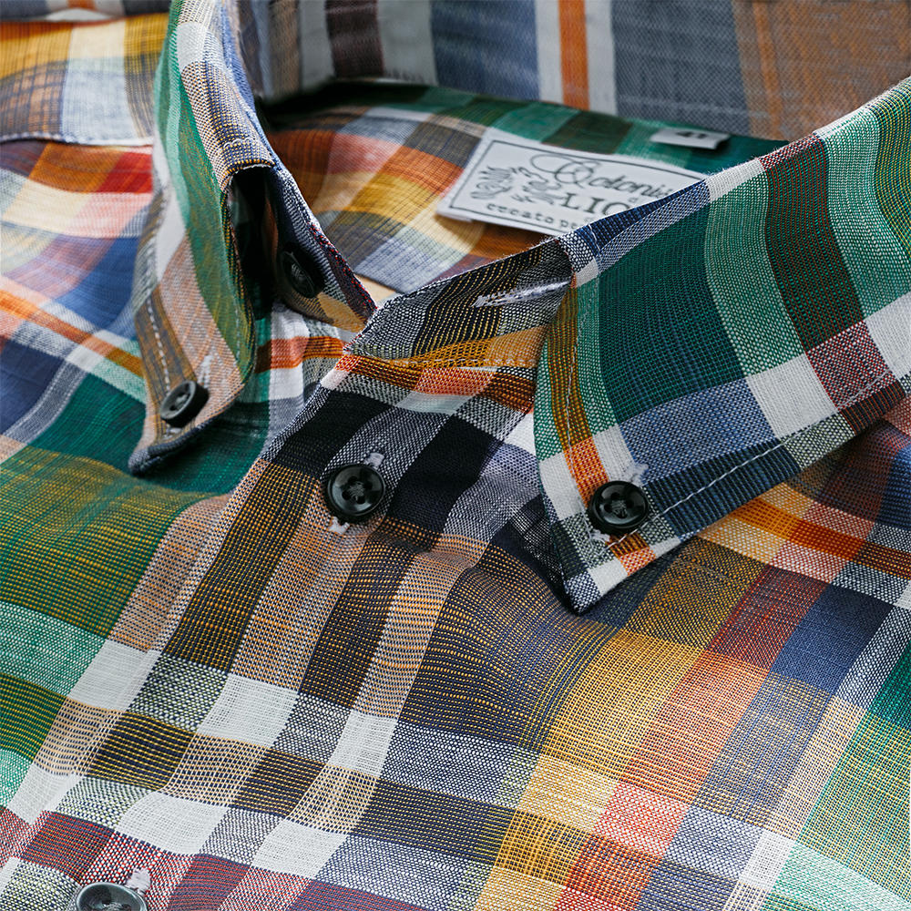 Men's Shirt, Chequered, Blue/Green/Orange