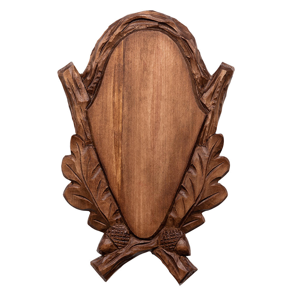 Handgeschnitztes Trophäenschild »Rehbock«, braun gebeizt