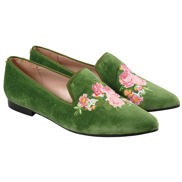 Ladies Velvet Loafer »Flowers«