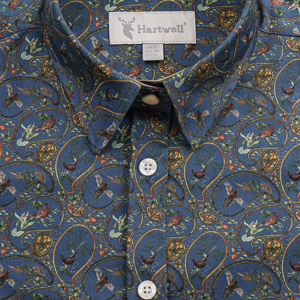 Hartwell Damen Bluse Layla, navy, Paisley & Fasan