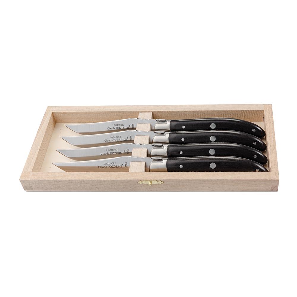Laguiole Steak- und Tafelmesser, Ebenholz, Satz, 4-teilig