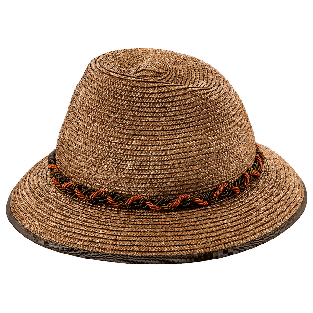 »Maxi« Ladies' Hat, Braided Straw with Cord, Brown