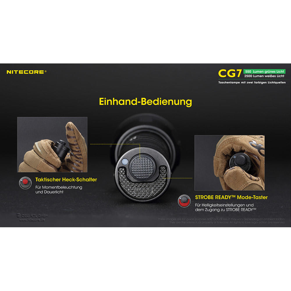 Nitecore® CG7, 2500 lm White Light and 540 lm Green Light
