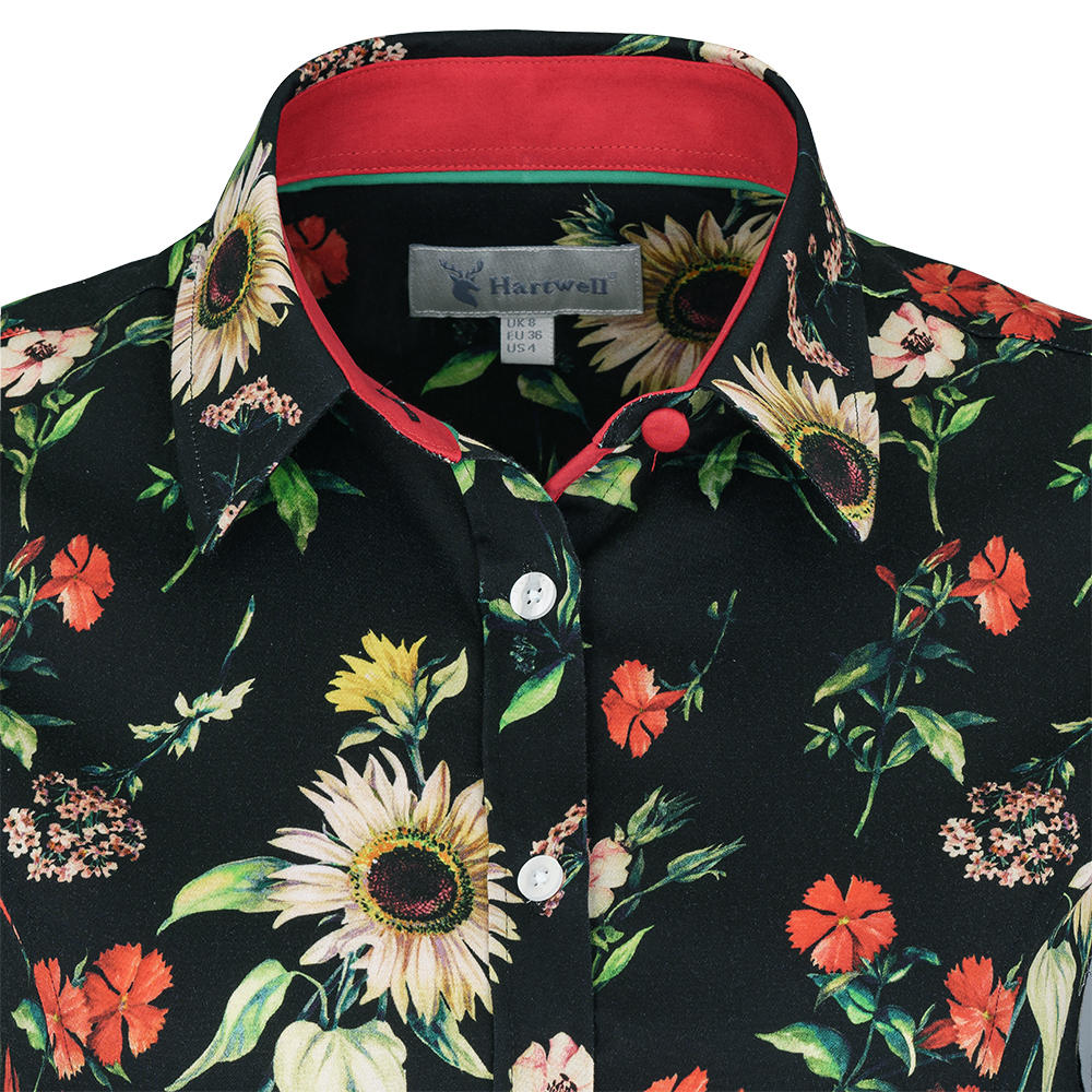 Hartwell Damen Bluse Layla, schwarz, Blumen
