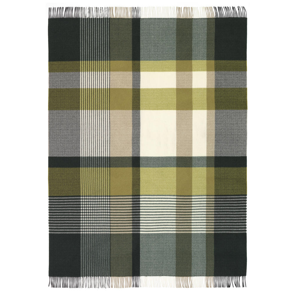 Couverture » Harris «, vert olive/pois, 215 x 150 cm