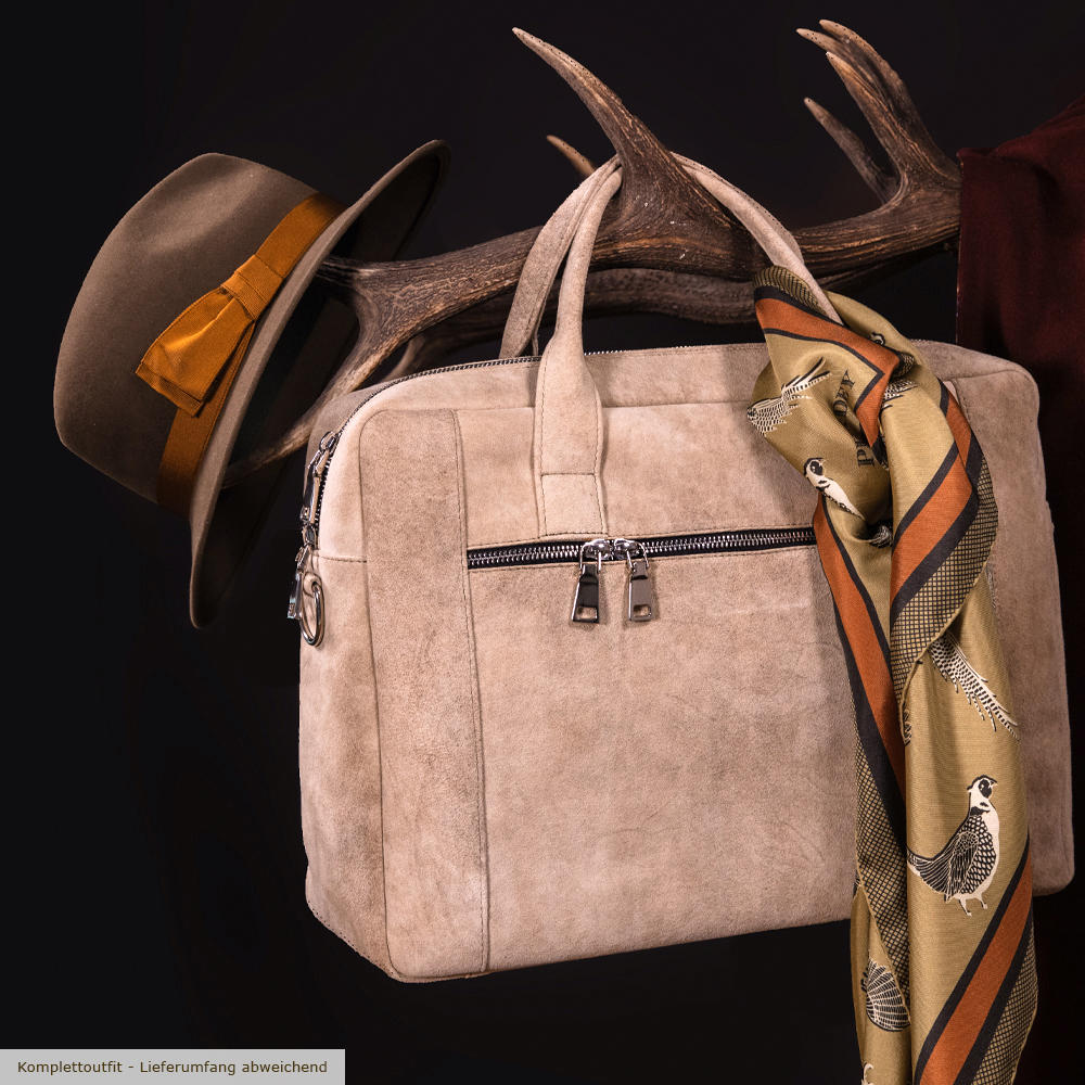 Laptoptasche, Ziegenvelours, sand