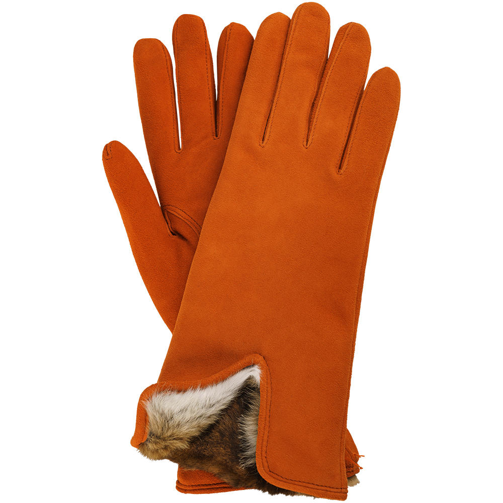 Damen Handschuhe GELA, Rentiervelours, Kaschmir & Samtkanin