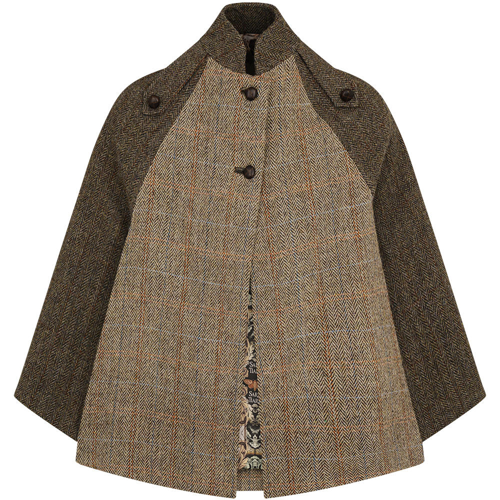 Sara Tiara Tweed-Cape, beige/natur/grün, Onesize