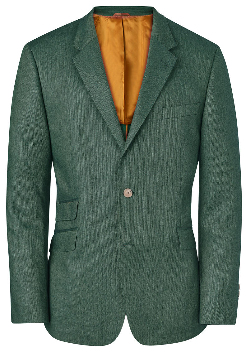 Herren Tweed-Sakko, Fischgrat, dunkelgrün