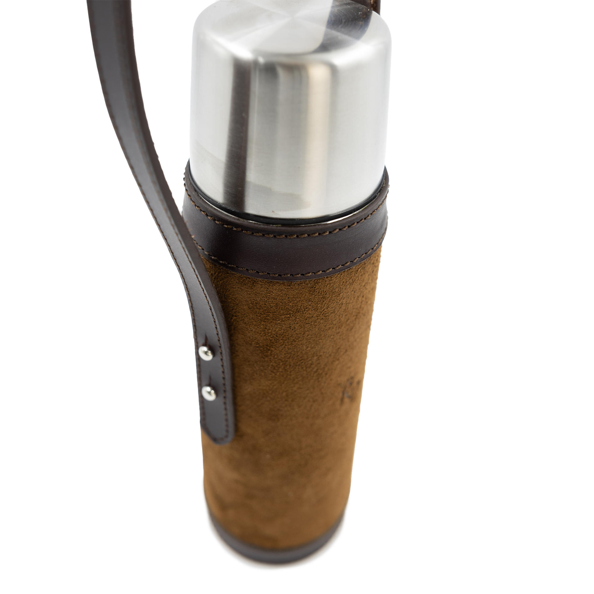 Rey Pavón Isolierflasche mit Belederung, cognac/braun