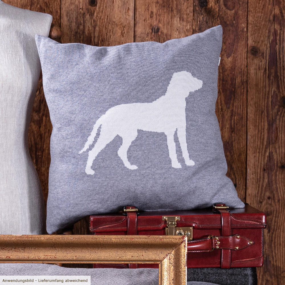 Housse de coussin Lenz & Leif » Dog «, gris/blanc 50 x 50 cm