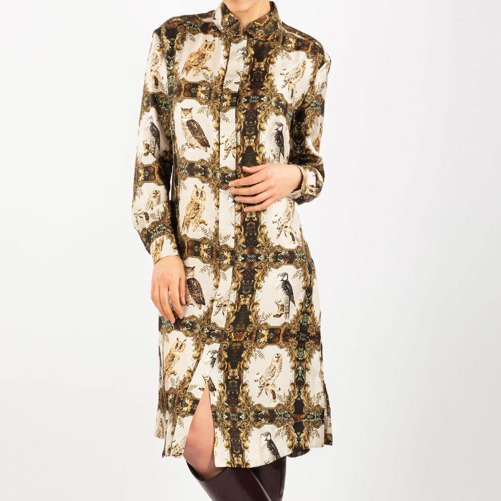 Sara Tiara Silk Dress, Owl