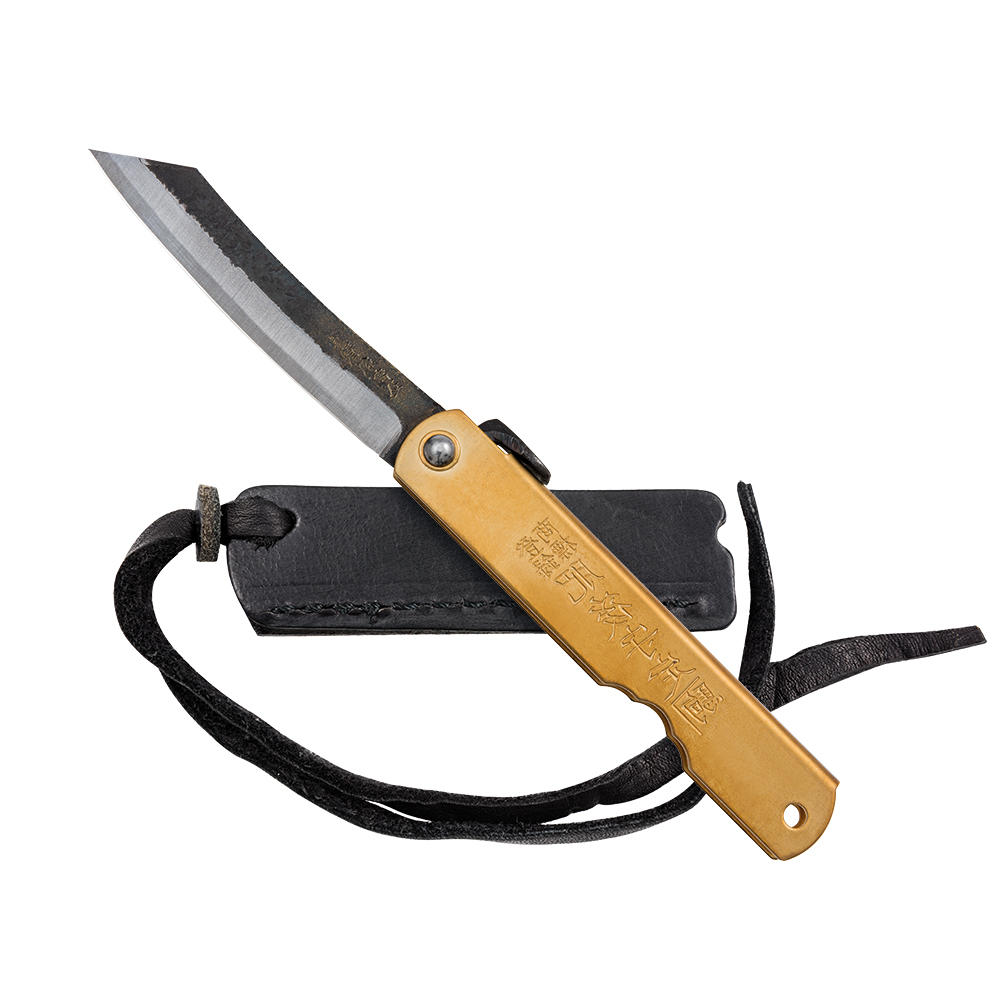 Higonokami Burasu mit Schmiedehaut, mit Leder-Klappetui