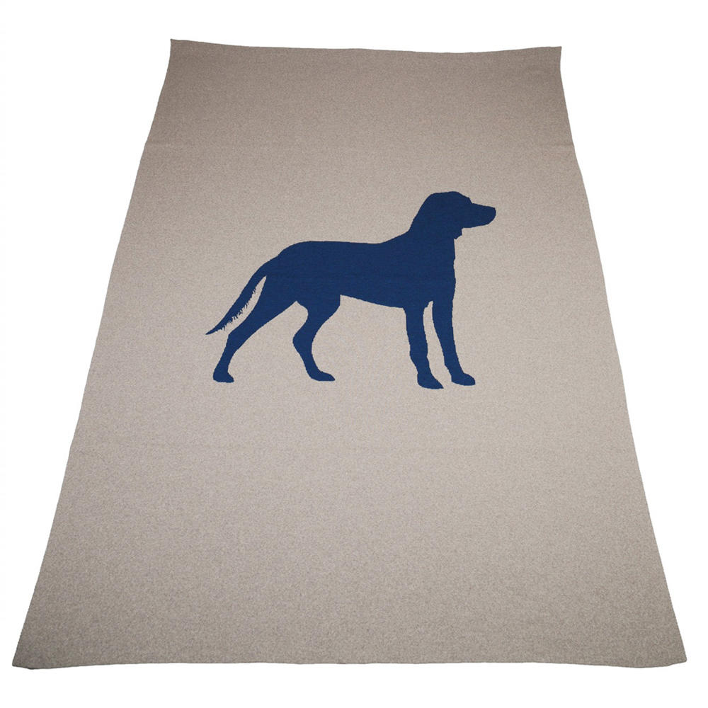 Lenz & Leif, Decke DOG, beige/dunkelblau, 180 x 140 cm