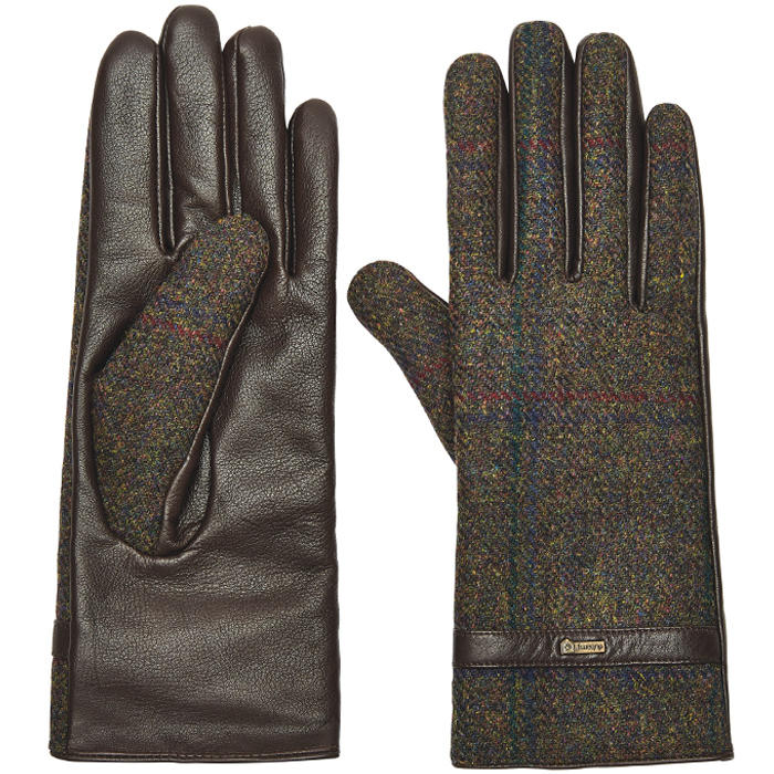 Dubarry, Leder-Tweed Handschuhe Ballycastle, hemlock