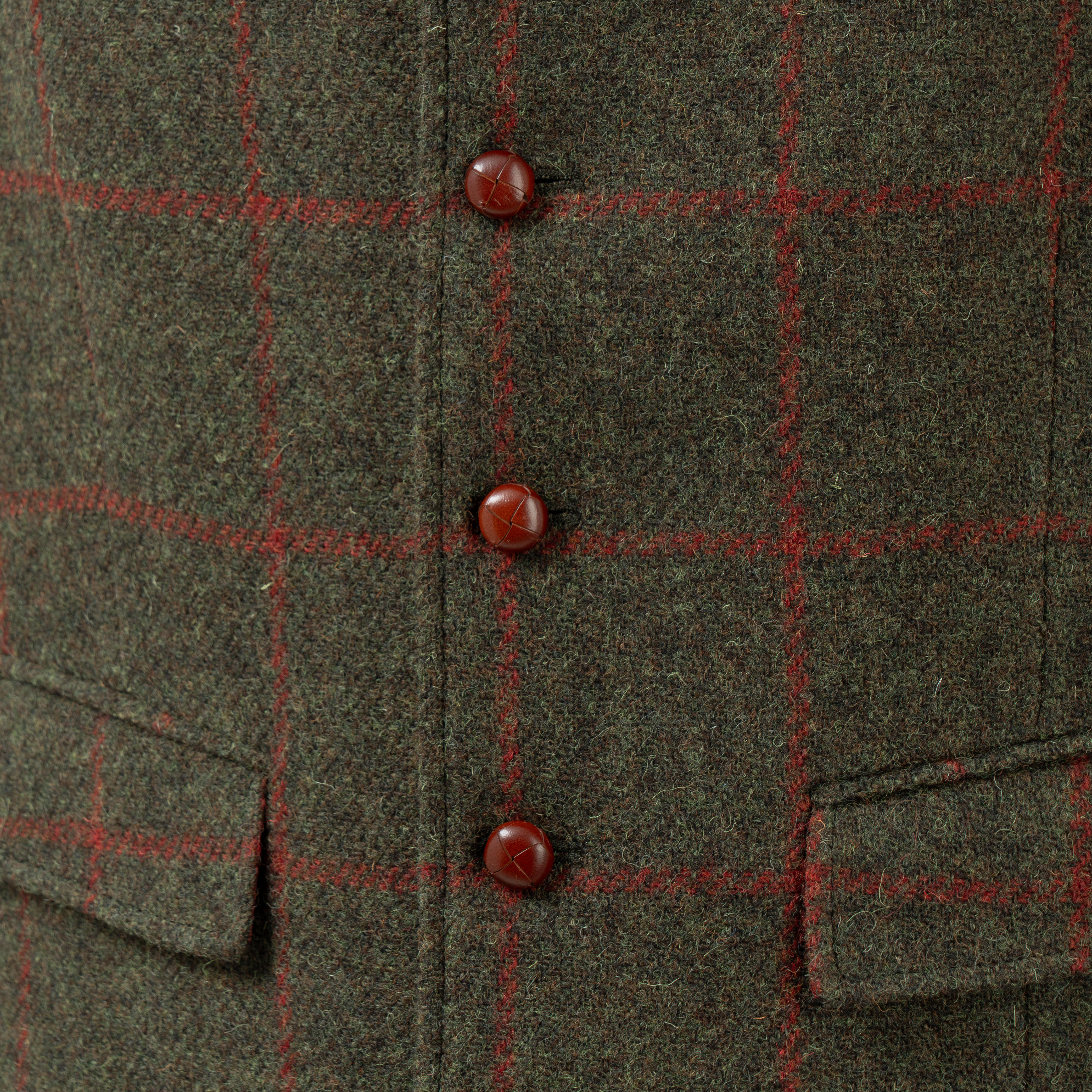»Marvin« Men’s Tweed Vest, Green/Red