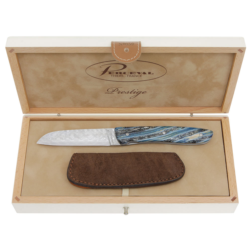 Couteau pliant Perceval L08 Damas, molaire de mammouth