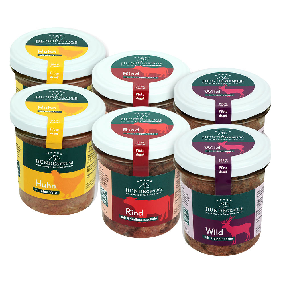 »Hundegenuss« im Glas, Probierset, 6 x 300 g